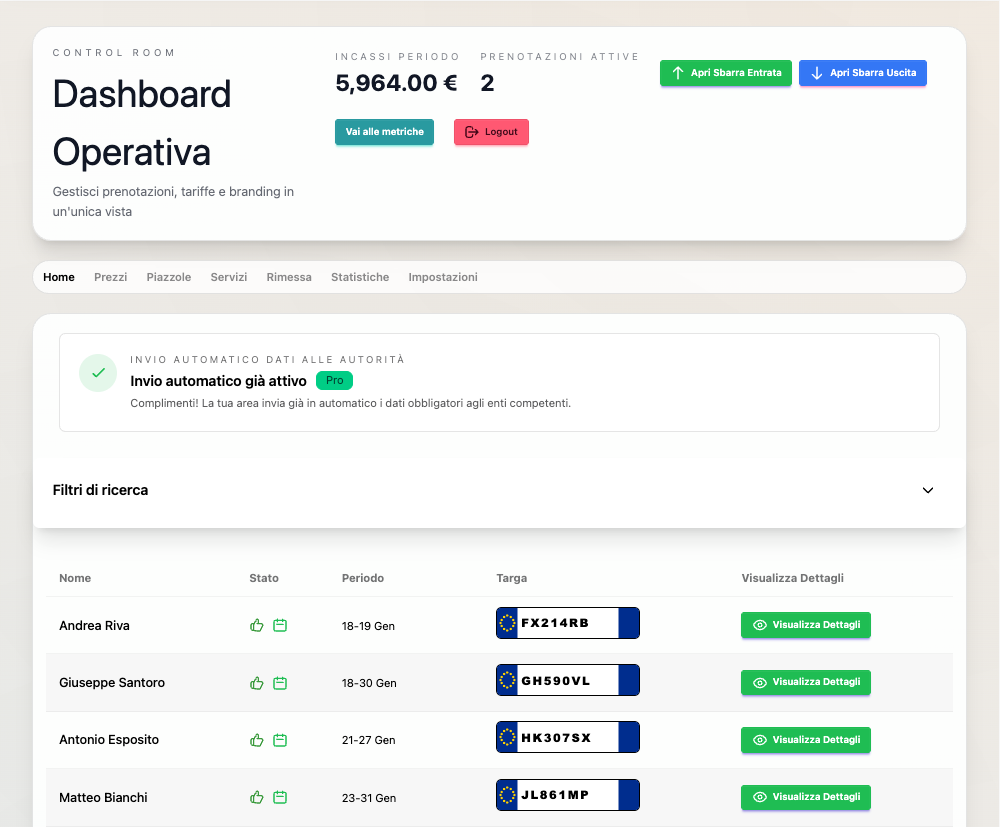 Dashboard CamperGate - Screenshot 1